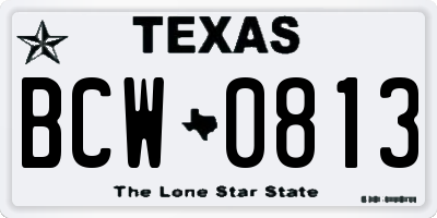 TX license plate BCW0813