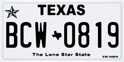 TX license plate BCW0819