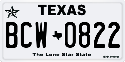 TX license plate BCW0822