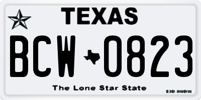 TX license plate BCW0823