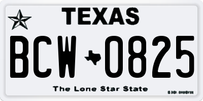 TX license plate BCW0825