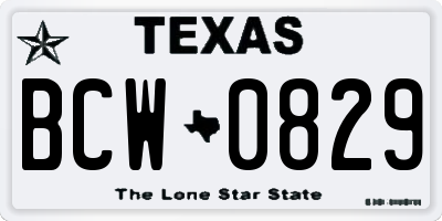 TX license plate BCW0829