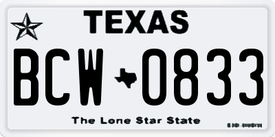 TX license plate BCW0833