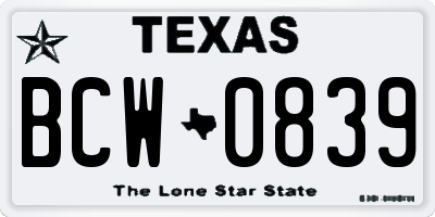 TX license plate BCW0839