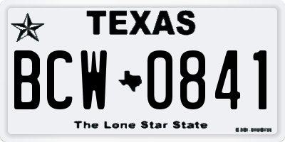 TX license plate BCW0841