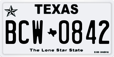 TX license plate BCW0842