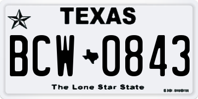 TX license plate BCW0843