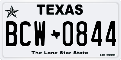 TX license plate BCW0844