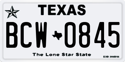 TX license plate BCW0845