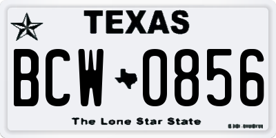 TX license plate BCW0856