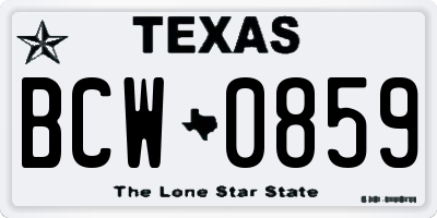 TX license plate BCW0859