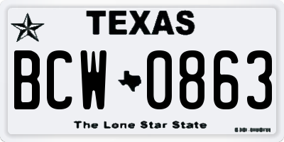 TX license plate BCW0863