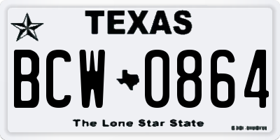 TX license plate BCW0864