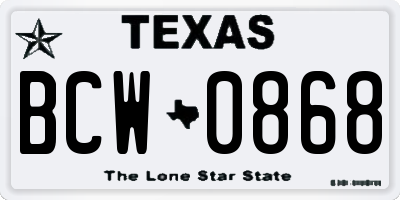 TX license plate BCW0868