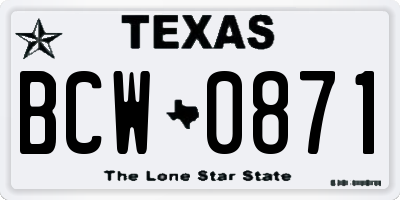 TX license plate BCW0871