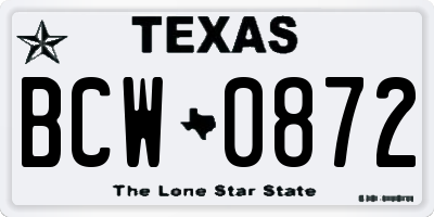 TX license plate BCW0872