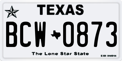 TX license plate BCW0873