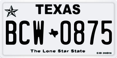 TX license plate BCW0875