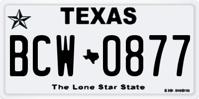TX license plate BCW0877