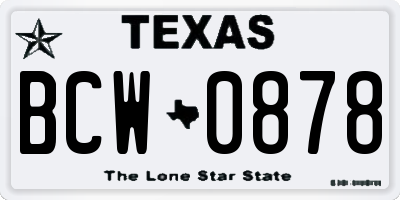 TX license plate BCW0878