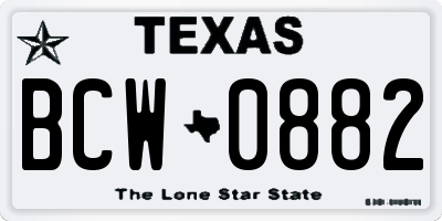 TX license plate BCW0882