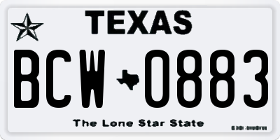 TX license plate BCW0883