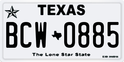 TX license plate BCW0885