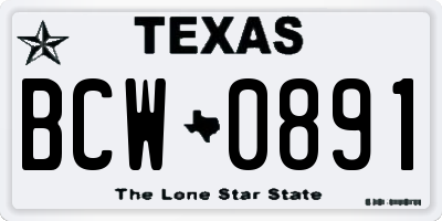 TX license plate BCW0891