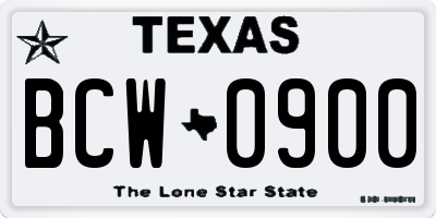 TX license plate BCW0900