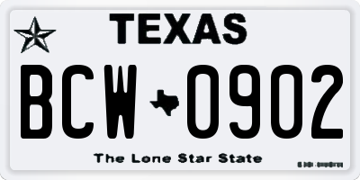 TX license plate BCW0902