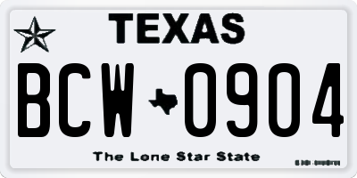 TX license plate BCW0904