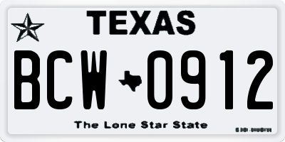 TX license plate BCW0912