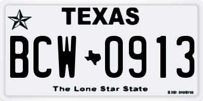 TX license plate BCW0913