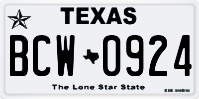TX license plate BCW0924
