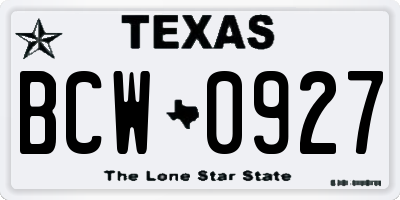TX license plate BCW0927