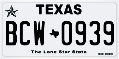 TX license plate BCW0939