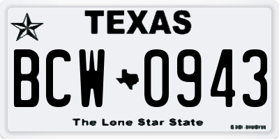 TX license plate BCW0943