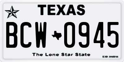 TX license plate BCW0945