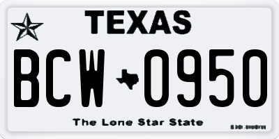 TX license plate BCW0950