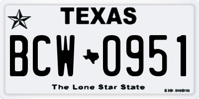 TX license plate BCW0951