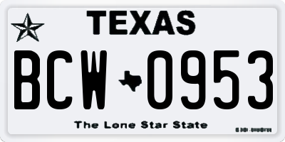 TX license plate BCW0953