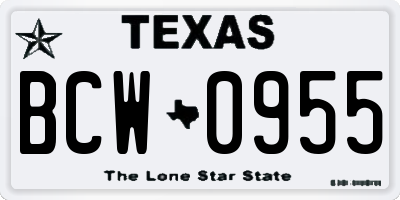 TX license plate BCW0955