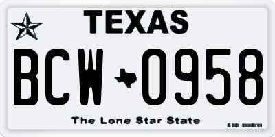 TX license plate BCW0958