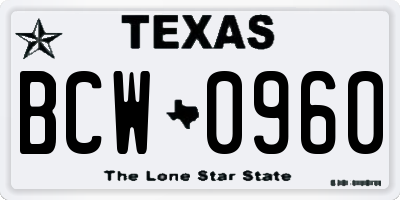 TX license plate BCW0960