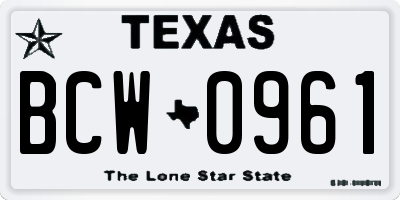 TX license plate BCW0961