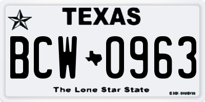 TX license plate BCW0963
