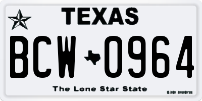 TX license plate BCW0964