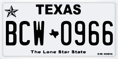 TX license plate BCW0966