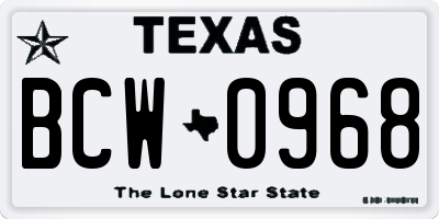 TX license plate BCW0968
