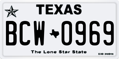 TX license plate BCW0969